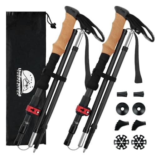 Image of Underwood Aggregator Carbon Fiber Trekking Poles - 2 Pack Collapsible Hiking Sticks for Adults, Ultra-Lightweight Adjustable Walking Poles, Design for Mountain Hiking & Backpacking