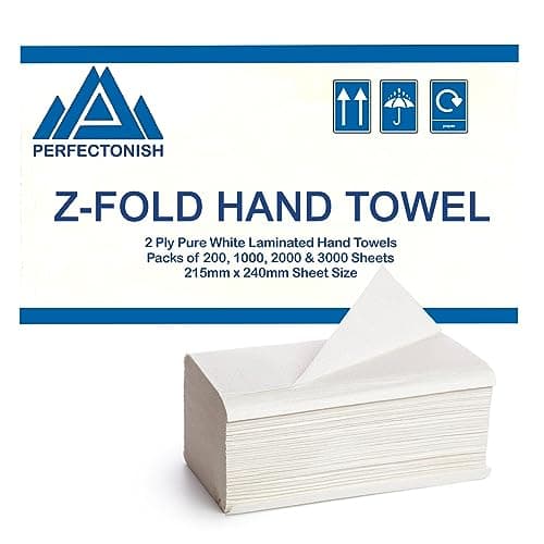 Image of Perfectonish Z Fold Soft Hand Paper Towel 2-Ply in Packs of 200, 1000, 2000 & 3000 Sheets Dispenser Friendly White Disposable Hand Towels (1000)
