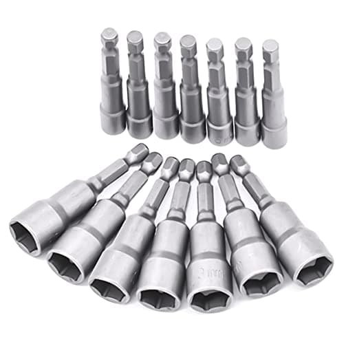 Image of 14 Pcs Magnetic Hexagon Socket, 6-19mm Hex Shank Magnetic Nut Setter Driver, Hex Drill Bits,1/4 Inch Magnetic Drill Bit Set, Used to Electric Screwdriver Handle Tools