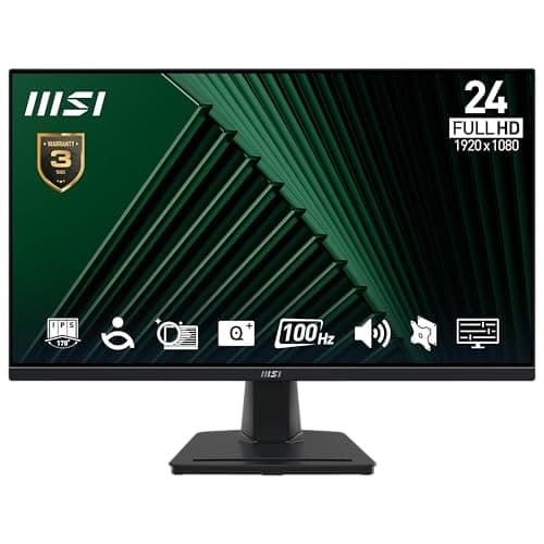 Image of MSI PRO MP245G 23.8 Inch Full HD Office Monitor - 1920 x 1080 IPS Panel, 100 Hz, Eye-Friendly Screen, VESA Mountable, Display Kit Support, Tilt Adjustable - HDMI, DisplayPort, D-Sub (VGA)