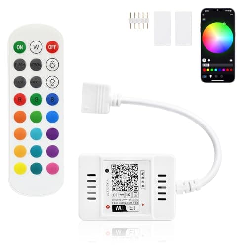 Image of INDARUN WiFi Smart RGBW Led Strip Light Controller + Remote Control 24 Keys Wireless for Multicolor Strip Lights, Compatible with Android/iOS Work with Alexa/Google Home
