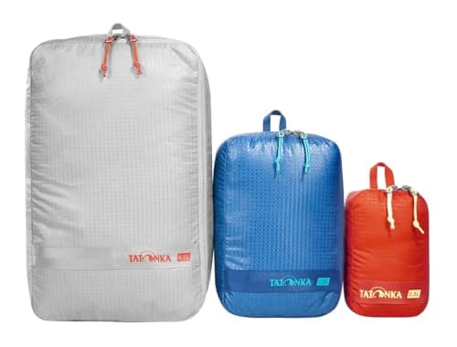 Image of Tatonka Packing Cube Stuffing Bag Zip Set 3 – Ultralight and Space-Saving Packing Bag Set with Zip – 3 Bags in Various Sizes (Grey/Blue/Black)