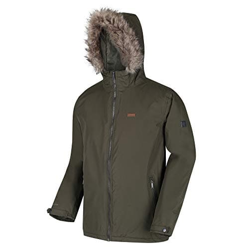 Image of Regatta Haig Waterproof Taped Seams Insulated Polyester Lining Internal Security Pocket Hooded Jacket - Dark Khaki, M