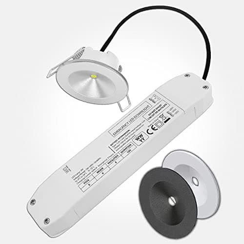 Image of LEDBRITE LED Emergency Downlight Recessed Ceiling Light 2W Non Maintained LiFePO4 3 Hour Battery Pack with 3 X Bezels Included
