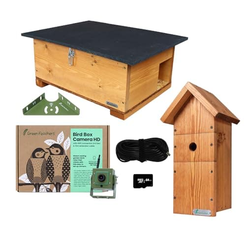Image of Green Feathers Bird Box and Hedgehog House Complete Garden Wifi Camera Kit