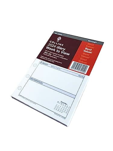 Image of Collins 2024 Dayplanner Organiser Diary Organiser Refill Pad - Pocket - Week to View - 2024 Weekly Planner Refill, White