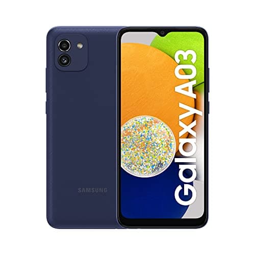 Image of Samsung Galaxy A03 Android Smartphone, 6.5-Inch Infinity-V HD + Display, 4 GB of RAM and 64 GB of Expandable Internal Memory, 5,000 mAh Battery, Blue (Renewed)