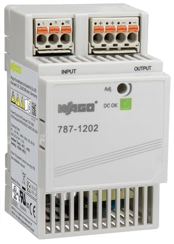 Image of WAGO Compact Power Supply 787-1202, 1-Phase, Clocked Power Supply, DIN-rail Power Supply (DIN-rail), 24 VDC, 1.3 A, DC OK LED