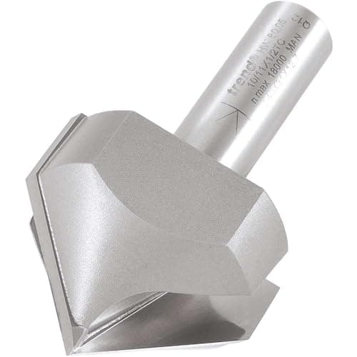 Image of Trend Professional Chamfer V Groove Cutter, 45-Degree, 1/2 Inch Shank, 40mm Cut Diameter & 19mm Cut Length, Tungsten Carbide Tipped, 10/11X1/2TC