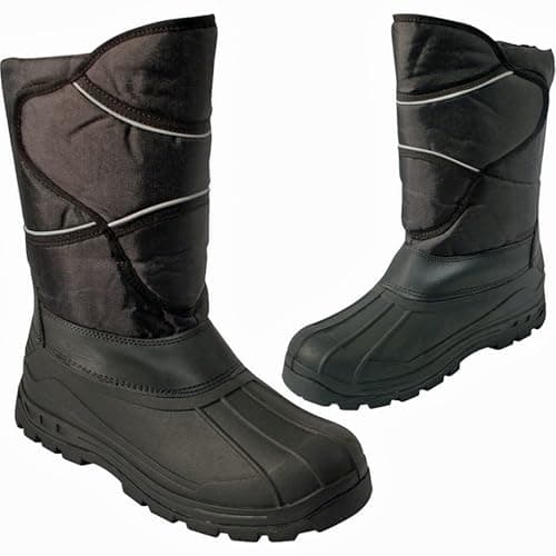 Image of BARGAINS-GALORE Mens Snow Boots – Waterproof Mucker Thermal Wellington Boots with Fur Lining | Warm Winter Ski Outdoor (Black, 13, UK Footwear Size System, Adult, Men, Numeric, Medium, 13)