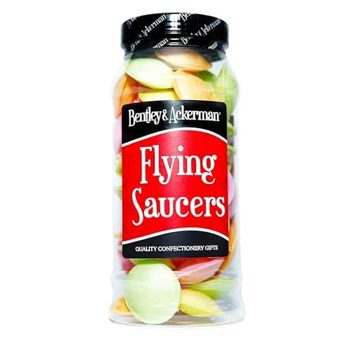 Image of Original Flying Saucers Sweets - Retro Sweets in a Gift Jar By Bentley & Ackerman Sweet Shop.