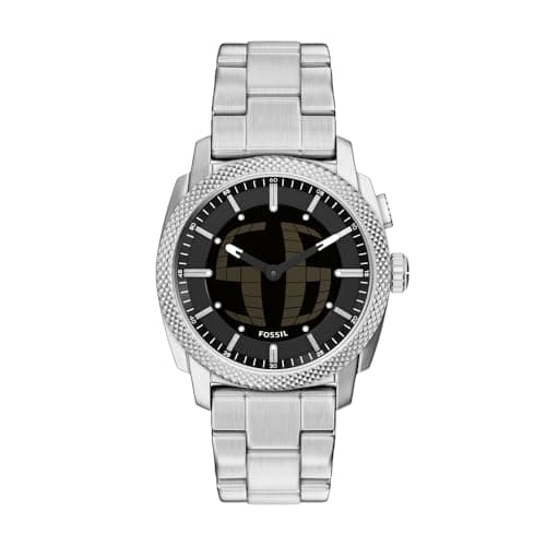 Image of Fossil Machine Watch for Men, 41mm Ana-Digi Bigtic Movement with Stainless Steel or Leather Strap,Brown and Silver Tone