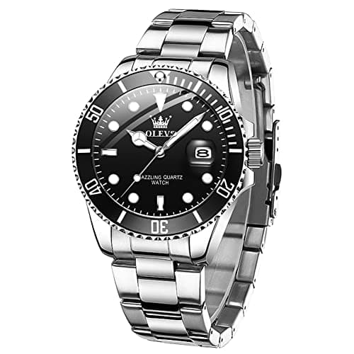 Image of OLEVS Mens Watches Designer Calendar Dress Metal Stainless Steel Quartz Analog Waterproof Luminous Wrist Watch Gent Large