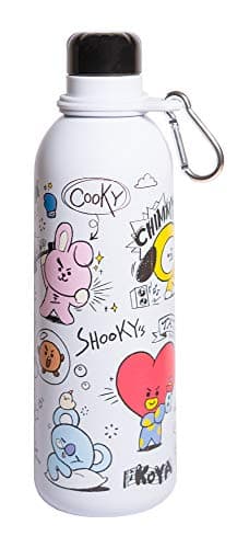 Image of Grupo Erik Metal Water Bottle 500ml / 17oz - BT21 Gifts | Hot and Cold Water Bottle Stainless Steel, Cute Travel Bottles Gym | Kawaii Gifts Under 20 Pounds