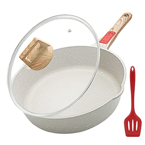Image of Bobikuke 28cm Nonstick Deep Frying Pan with Lid, Skillet Pan for Cooking with Removable Handle, Dishwasher Safe, Oven Safe, Compatible with All Stovetops