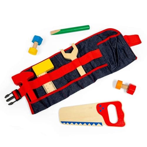 Image of Bigjigs Toys Carpenter's Tool Belt with Wooden Tools