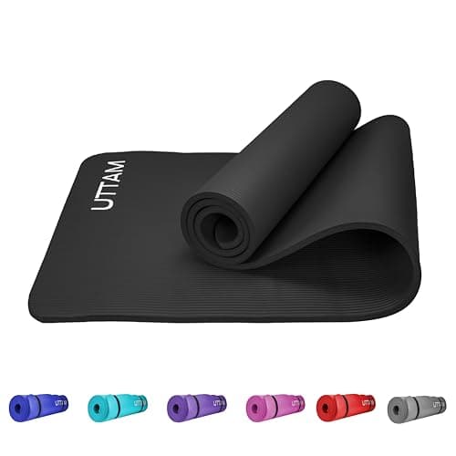 Image of UTTAM Yoga Mat | Multi-Purpose Extra Thick Foam Exercise Mats | Stretching, Resistance Workout & Therapy – Pilates, Home & Gym Equipment Accessory for Men Women with Carry Strap (183 x 60cm) (Black)