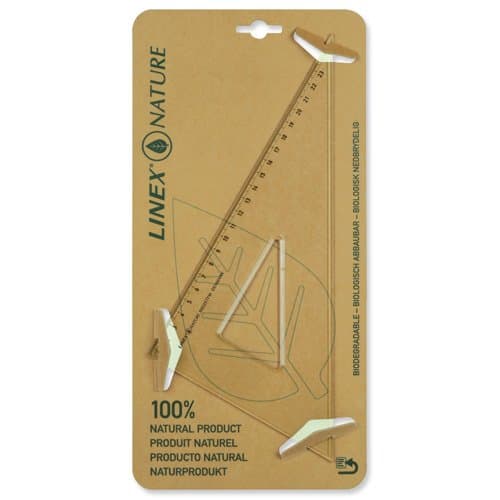 Image of Linex Nature Set Square 60 Degree Metric Biodegradable Bevelled and Tracing Edges Clear Ref LXON6025TFM