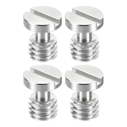 Image of PATIKIL 3/8"-16 Thread 15.5mm Length Camera Quick Release Screw Tripod Screw, 4 Pack Stainless Steel Flat Slot Screws for DSLR Camera Rig Accessories, Silver