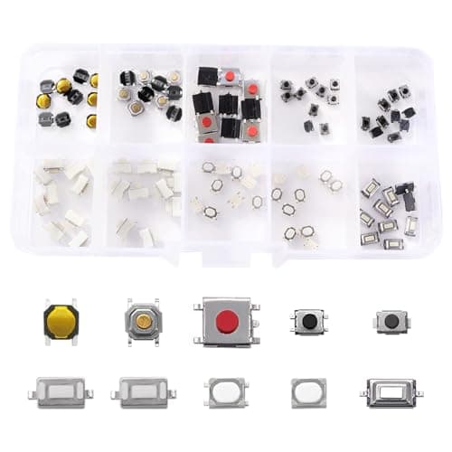 Image of VooGenzek 100 PCS 10 Value Tactile Push Button Switch, Micro Momentary Tact Assortment Kit, for TV Audio Remote Key Cameras Computers