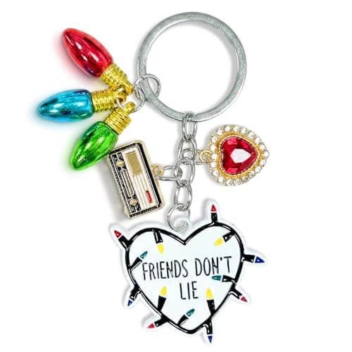 Image of Fortivae Stranger Friendship Keychain, Keyring Friends Don't Lie, Halloween Accessories, Stranger Charms Keychain, Keyring Gifts for Fans, Friends and Lovers