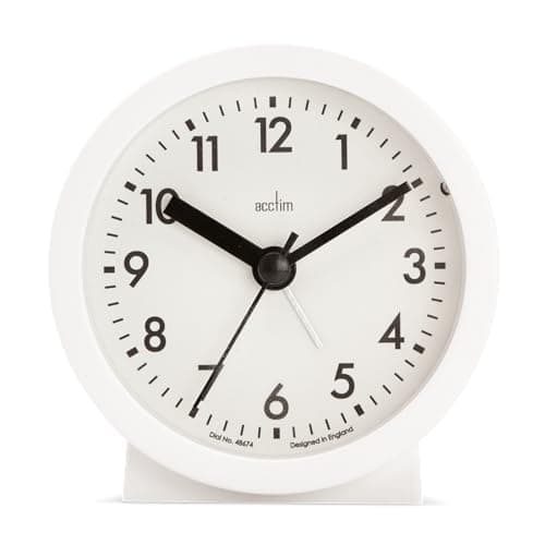 Image of Acctim Gaby Small Analogue Contemporary Bedside Alarm Clock (White)