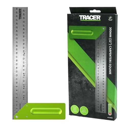 Image of TRACER Carpenters Square 300mm (12 Inch). Carpentry Marking Tool. Try Square with 2 sets of angle lines