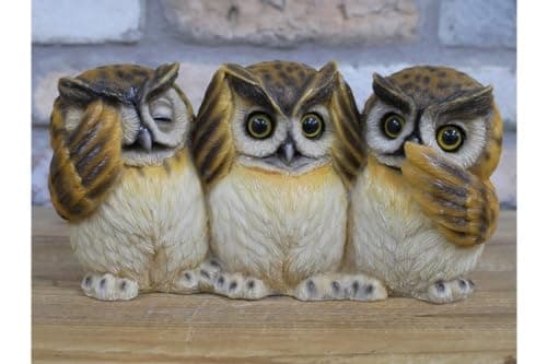 Image of HARDWARE FOR YOU Three Wise Owls See No Evil,Hear No Evil, Speak No Evel,Ornaments