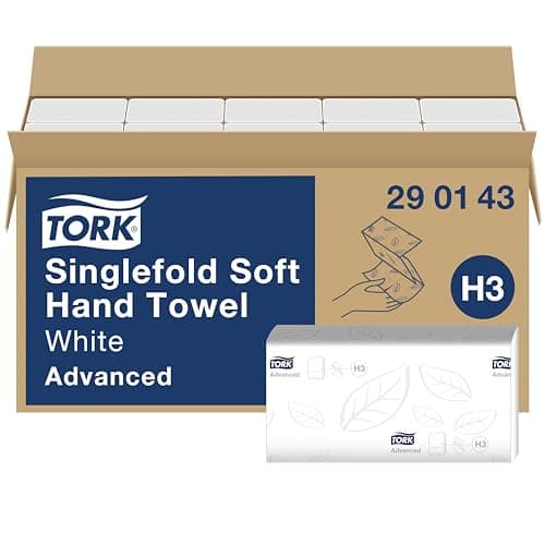 Image of Tork Hand Towel Singlefold 2-Ply White 250 Sheets (Pack of 15) 290143