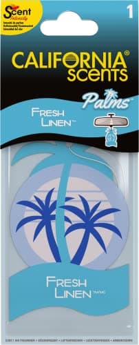 Image of California Scents - Car Air Freshener with Fragrance, Odor and Fresh Linen Essences, Palm Tree Shaped Paper, 1 Unit
