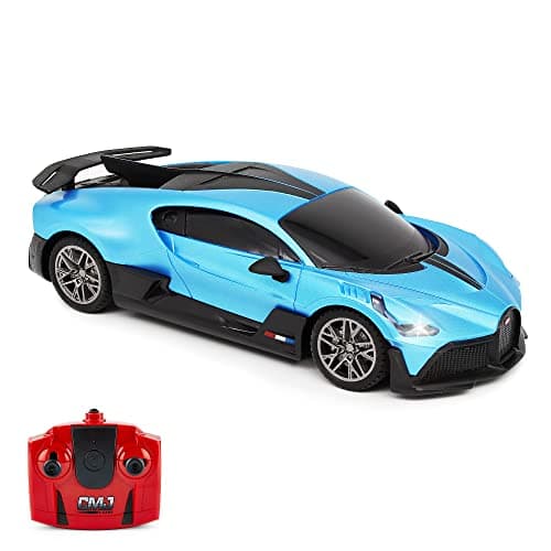 Image of CMJ RC Cars Bugatti Divo Blue Remote control Radio Car 1:24 Officially Licensed 1:24 Scale Working Lights 2.4Ghz