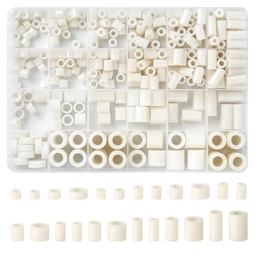 Image of Annickee 320 Pcs Nylon Spacers Washers Assortment Kit, Round Plastic Spacers Non Threaded Column Standoff Support, M3/M4/M6/M8 Insulation Washers Assorted for Screws, Switch and Receptacle, White