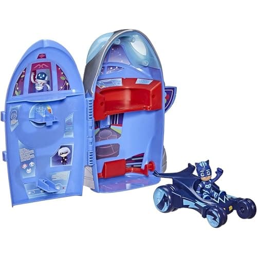 Image of PJ Masks 2-in-1 HQ Playset, Headquarters and Rocket Preschool Toy with Action Figure and Vehicle for Kids Ages 3 and Up