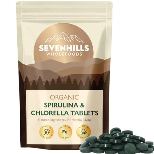 Image of Sevenhills Wholefoods Organic Chlorella & Spirulina Tablets 500mg, Pack of 360, 180g