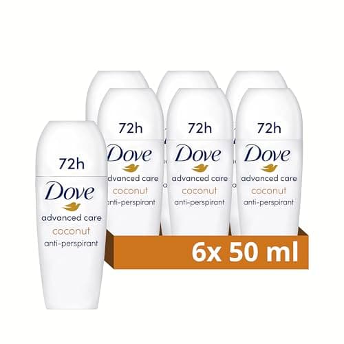 Image of Dove Advanced Care Coconut Anti-Perspirant Deodorant with plant-based moisturiser Roll On for 48-hour odour protection 6x 50 ml