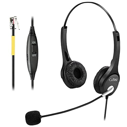 Image of RJ9 Phone Headset with Noise Cancelling Mcrophone, Binaural Landline Telephone Headset for Yealink T41P T42S T46S T48S Avaya 1608 9620 Grandstream GXP1630 Cisco 7911 Snom D712 Panasonic KX-T IP Phones