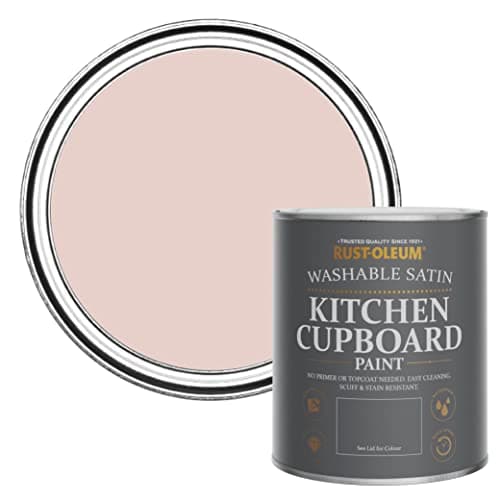 Image of Rust-Oleum Pink Scrubbable Kitchen Cupboard Paint in Satin Finish - Pink Champagne 750ml