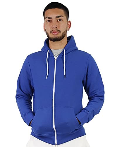 Image of Indigo Soul Mens Plain Fleece Zip Up Hoodie Jacket Hooded Sweatshirt Hoody Top Royal Blue M