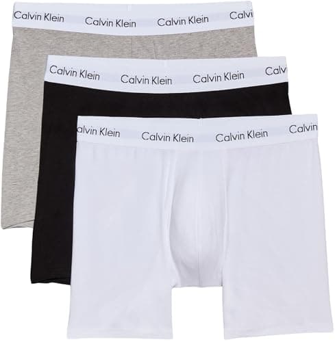 Image of Calvin Klein Men's 3 Pack Cotton Stretch Boxer Briefs, White/Grey/Black, Small