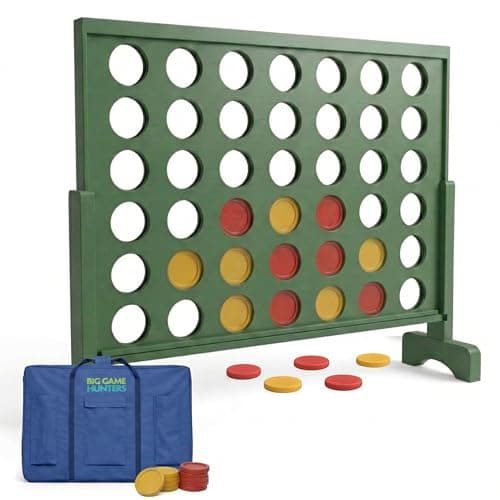 Image of Big Game Hunters 517 Jumbo 4 in a Row 85 x 75 Centimetres, Wooden Giant Connect 4 Counters Garden Game