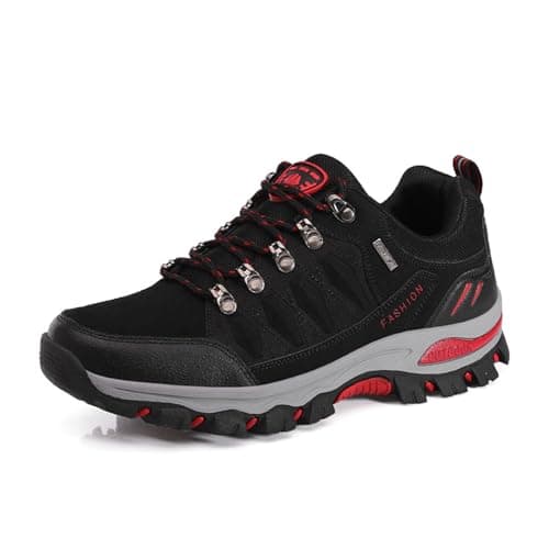 Image of VLOOKST Hiking Boots Mens Outdoor Non-Slip Lace-up Walking Trekking Shoes Sneaker for Climbing Backpacking Camping,8018 Black,5 UK