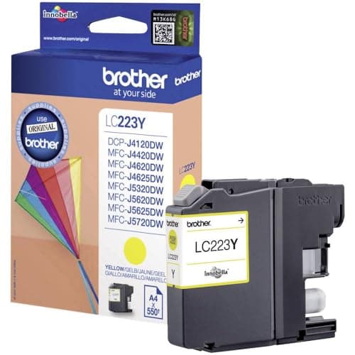 Image of Brother LC-223Y Inkjet Cartridge, Yellow, Single Pack, Standard Yield, Includes 1 x Inkjet Cartridge, Brother Genuine Supplies