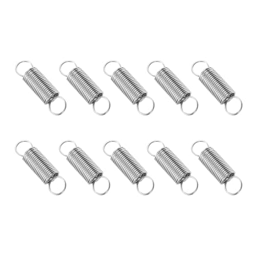 Image of PATIKIL Extension Spring, 10pcs Wire Diameter 0.6mm, OD 6mm, Free Length 20mm 304 Stainless Steel Dual Hook Tension Springs for Lawn Tractor Home Repairs DIY, Silver