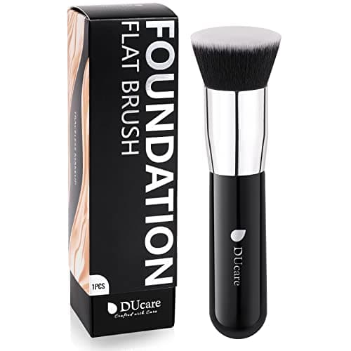 Image of DUcare Foundation Kabuki Brush- Flat Top Big Makeup Brushes Perfect For Liquid Blending Tanning Cream or Flawless Powder Cosmetics - Buffing, Stippling, Concealer, Fake Tan Body Lotion(Black)