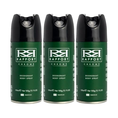 Image of Rapport Chrome Deodorant Body Spray, Spicy Citrus and Amber Every-Day Fragrance for Him, Multi-Pack, 3 x 150ml