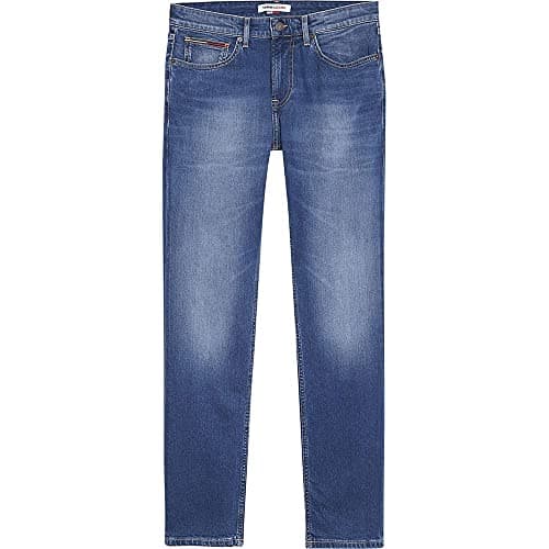 Image of Tommy Jeans Men's Scanton Slim Wmbs Jeans, Wilson Mid Blue Stretch, 27W / 30L