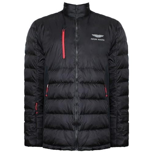 Image of Hackett London Aston Martin Apex Long Sleeve Zip Up Mens Black Moto Jacket HM402660 999
