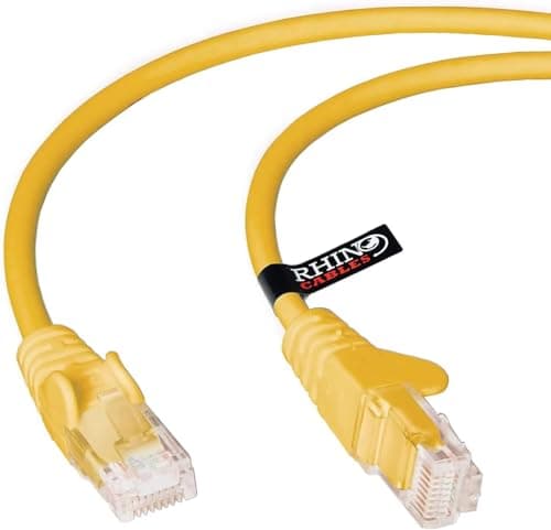 Image of rhinocables CAT 5e High-Speed Ethernet Cable - Reliable LAN Network RJ45 Cable for Fast Internet & Data Transfer | Durable WiFi Broadband Cable for Gaming & Streaming, (50cm, Yellow, Pack of 10)