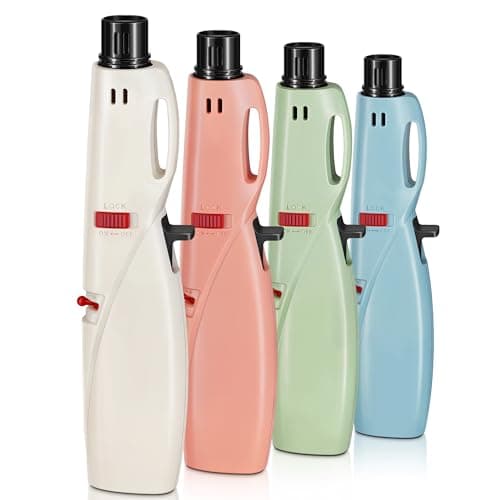 Image of Wanbro 4 Pack of Jet Lighter, Windproof & Adjustable Flame, with Visible Window & Safety Lock, Long Butane Gas Refillable Lighters for Candle, Grill, Camping (NO GAS)