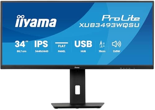 Image of iiyama Prolite XUB3493WQSU-B6 34 Inch IPS LED Monitor UWQHD HDMI DP USB 3.2 USB-C 7.5W Adaptive Sync Pip PBP Height Adjustment Black
